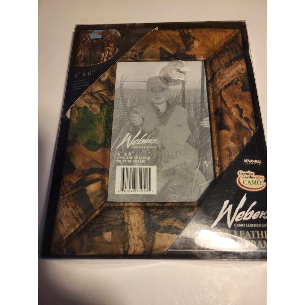 Weber's leather picture frame Camo Leather Goods 4 × 6 easel backed
